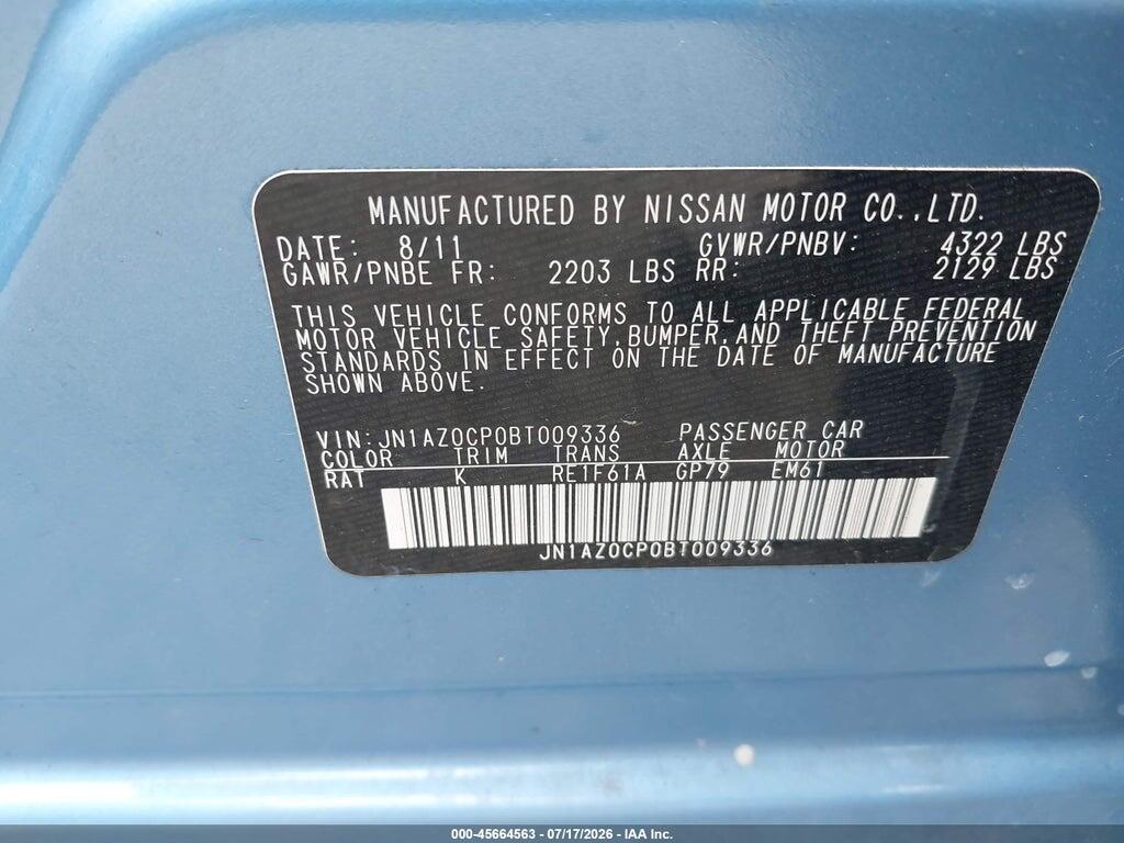 JN1AZ0CP0BT009336 2011 NISSAN LEAF photo no. 9