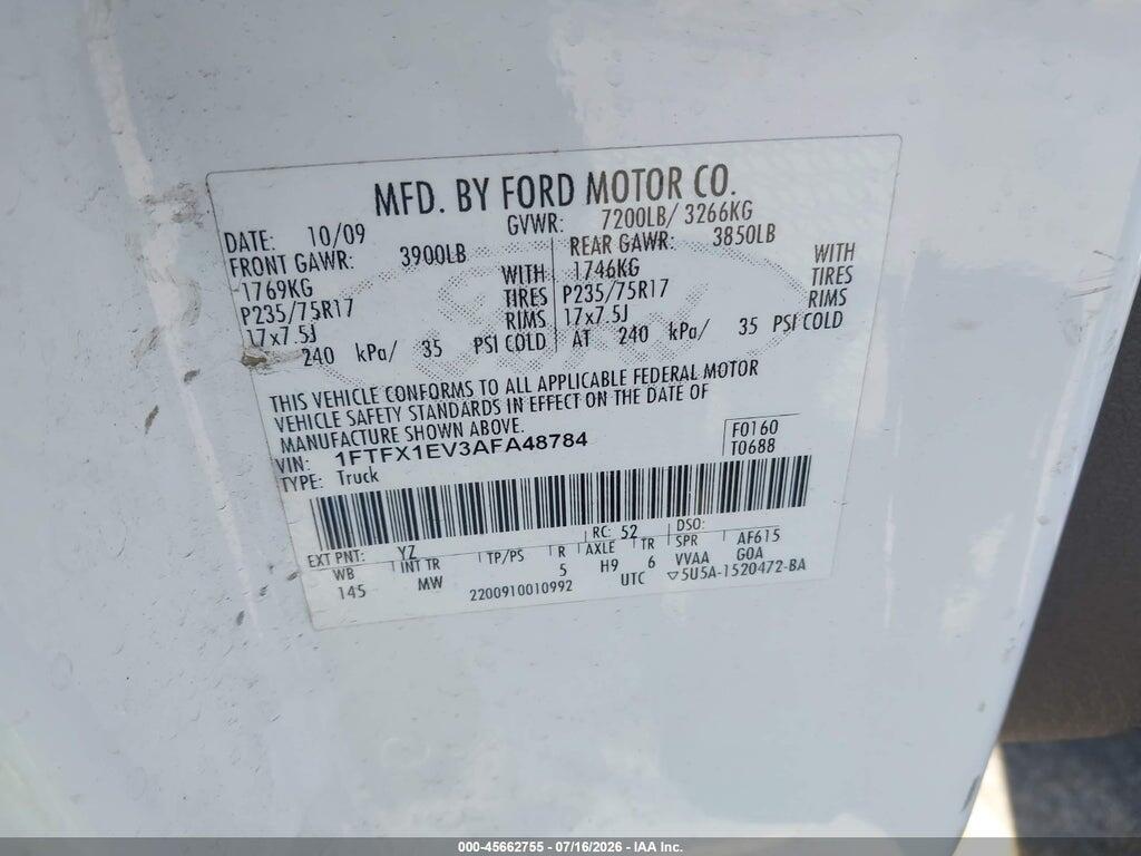 1FTFX1EV3AFA48784 2010 FORD F-150 photo no. 9