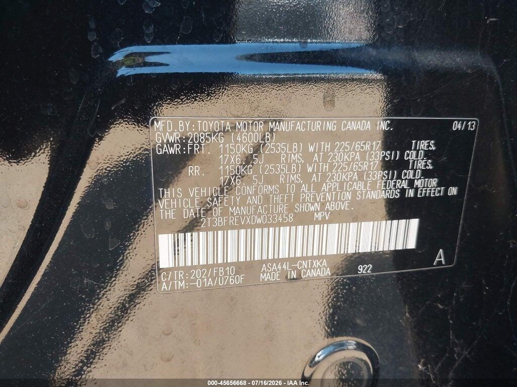 2T3BFREVXDW033458 2013 TOYOTA RAV4 photo no. 9