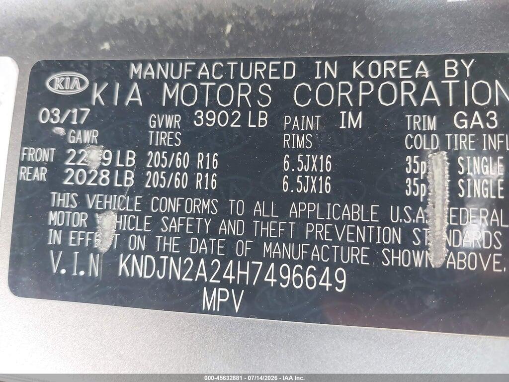 KNDJN2A24H7496649 2017 KIA SOUL photo no. 9
