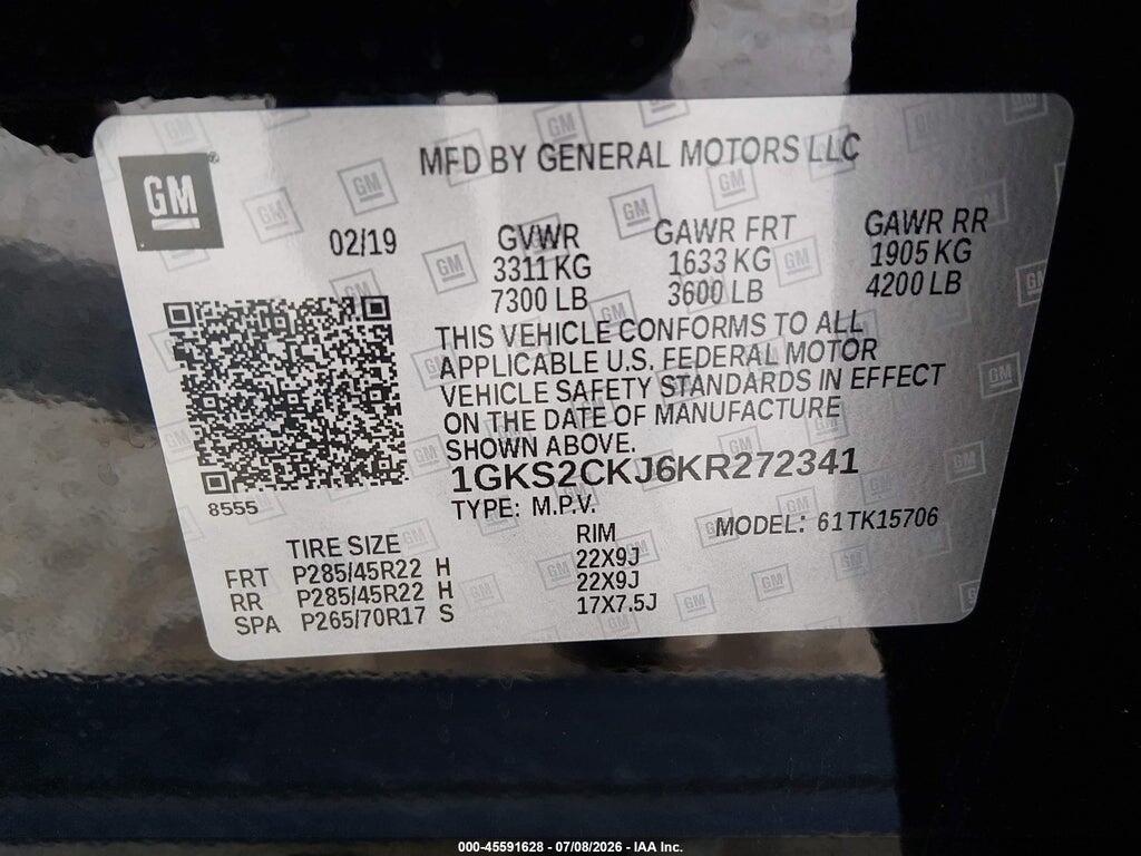 1GKS2CKJ6KR272341 2019 GMC YUKON photo no. 9