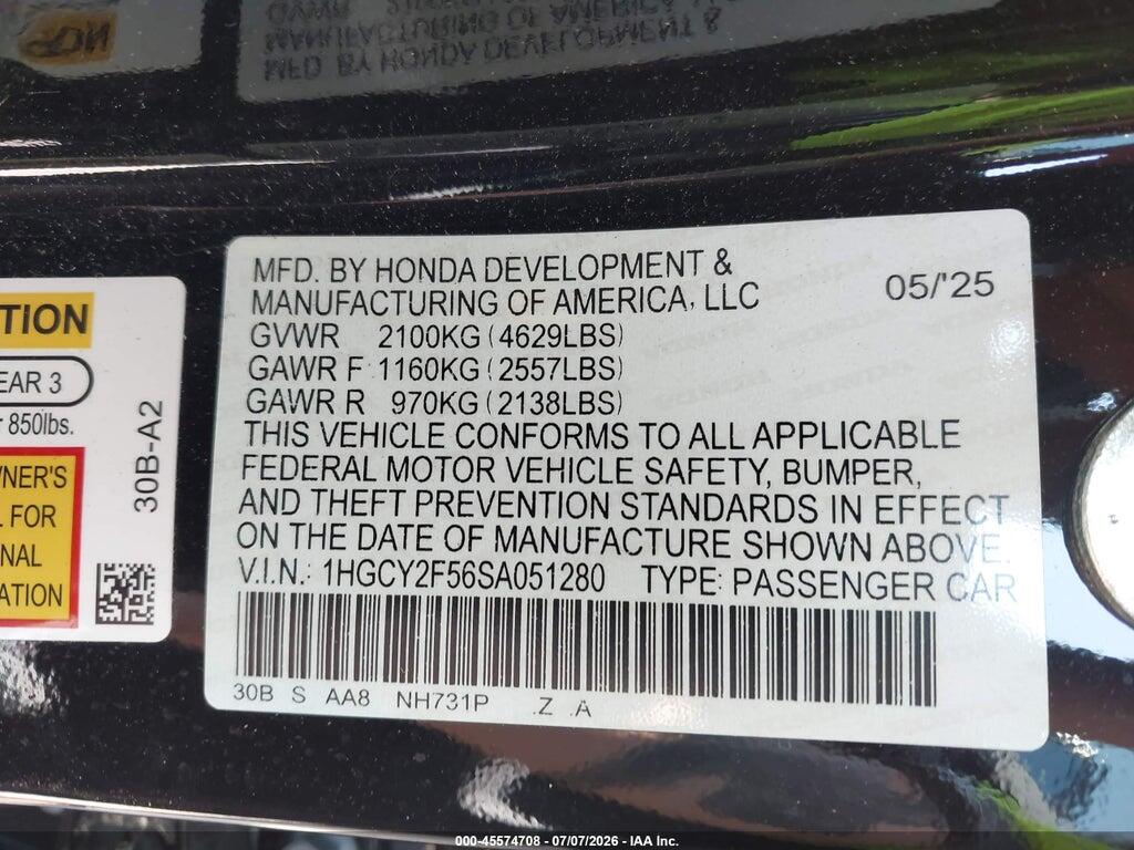 1HGCY2F56SA051280 2025 HONDA ACCORD HYBRID photo no. 9