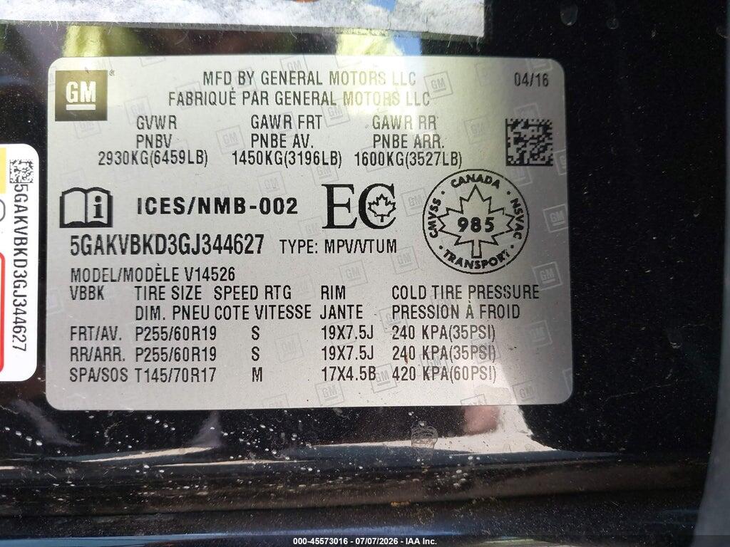 5GAKVBKD3GJ344627 2016 BUICK ENCLAVE photo no. 9