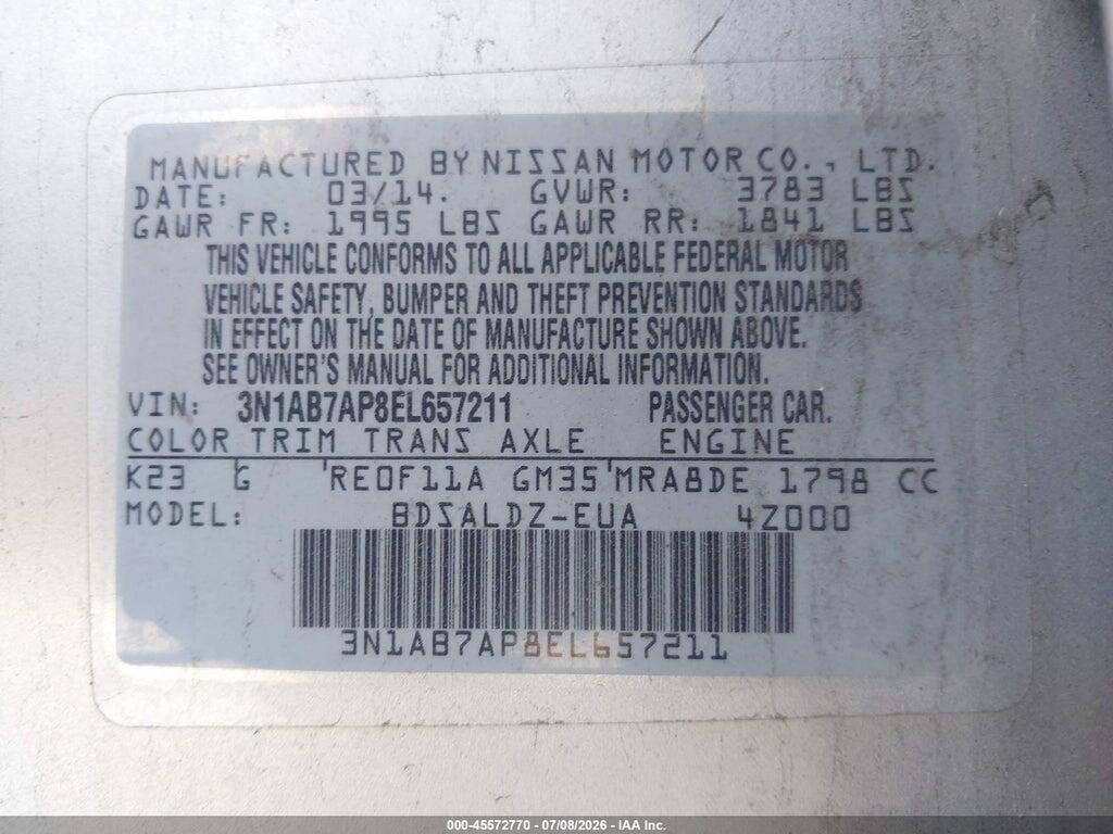 3N1AB7AP8EL657211 2014 NISSAN SENTRA photo no. 9