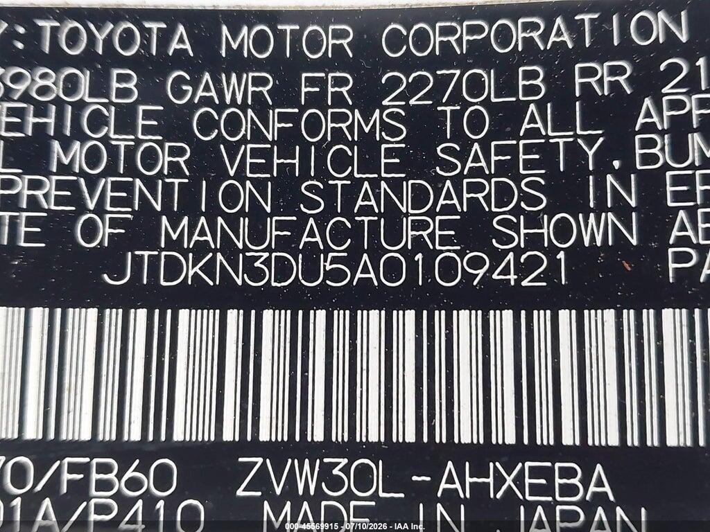 JTDKN3DU5A0109421 2010 TOYOTA PRIUS photo no. 9