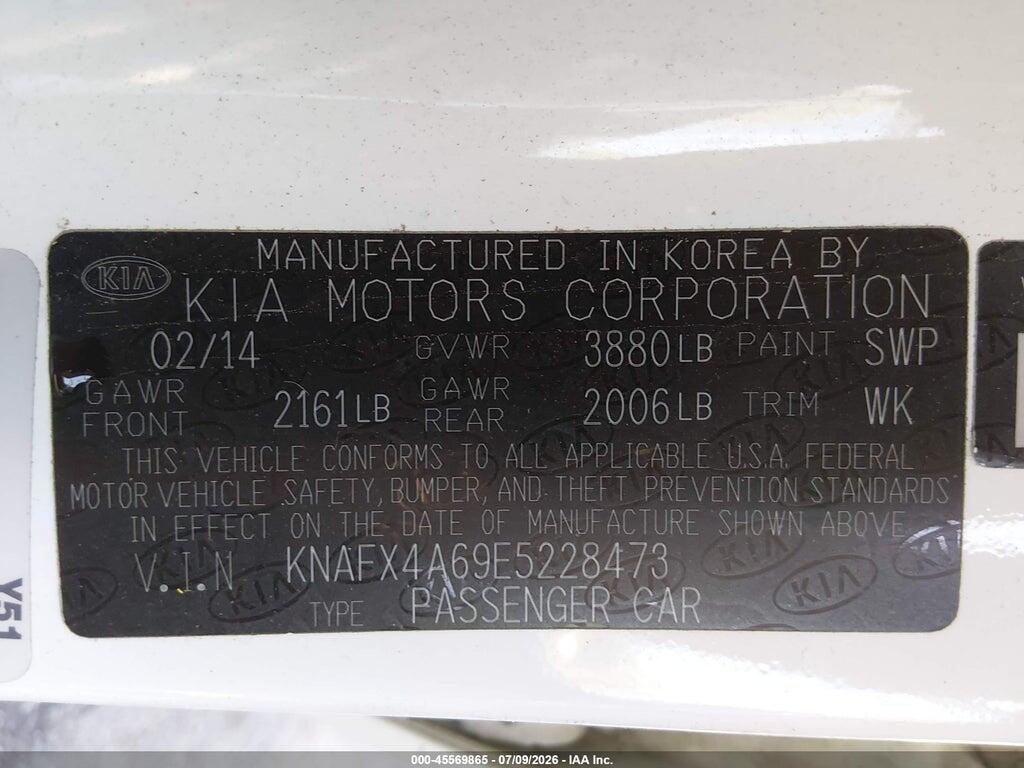 KNAFX4A69E5228473 2014 KIA FORTE photo no. 9