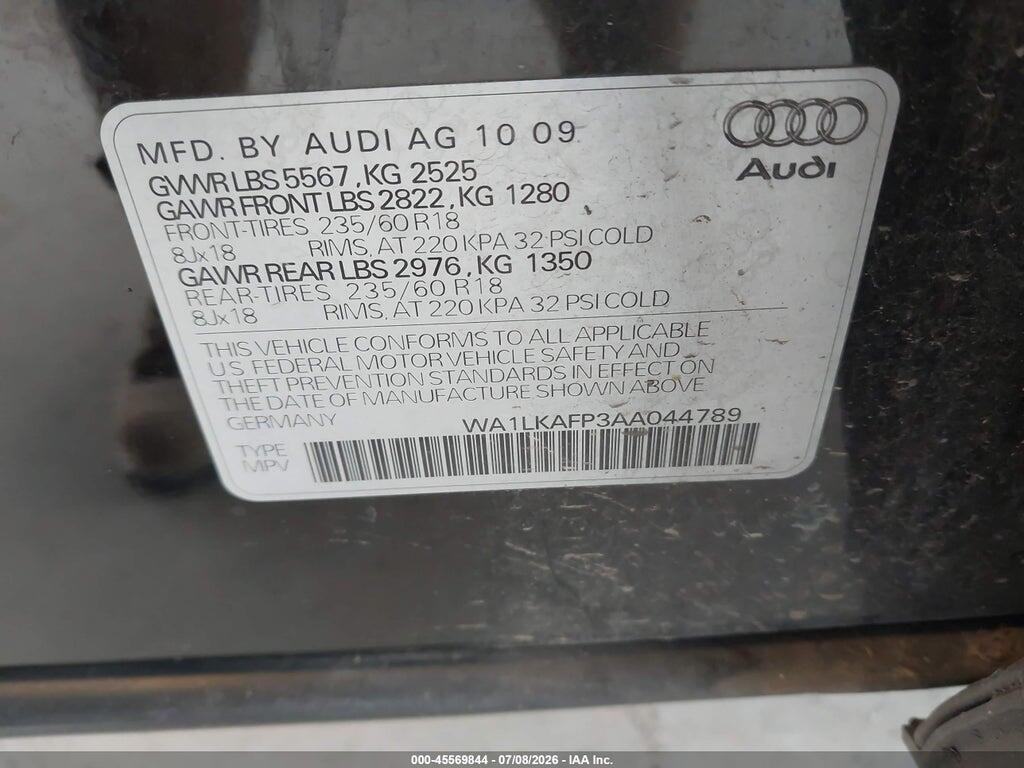 WA1LKAFP3AA044789 2010 AUDI Q5 photo no. 9