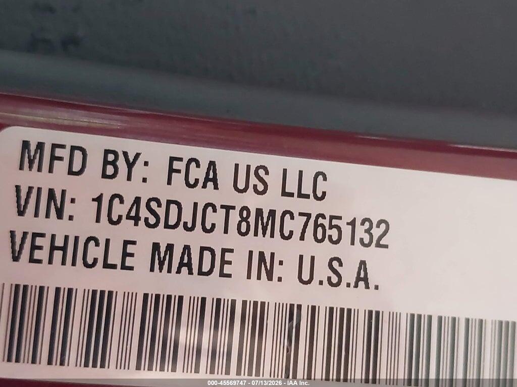1C4SDJCT8MC765132 2021 DODGE DURANGO photo no. 9
