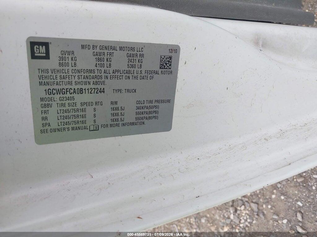 1GCWGFCA0B1127244 2011 CHEVROLET EXPRESS 2500 photo no. 9