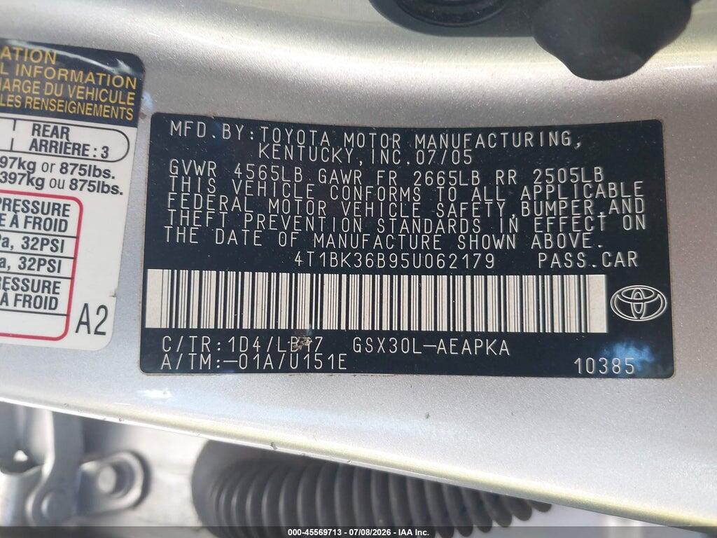 4T1BK36B95U062179 2005 TOYOTA AVALON photo no. 9