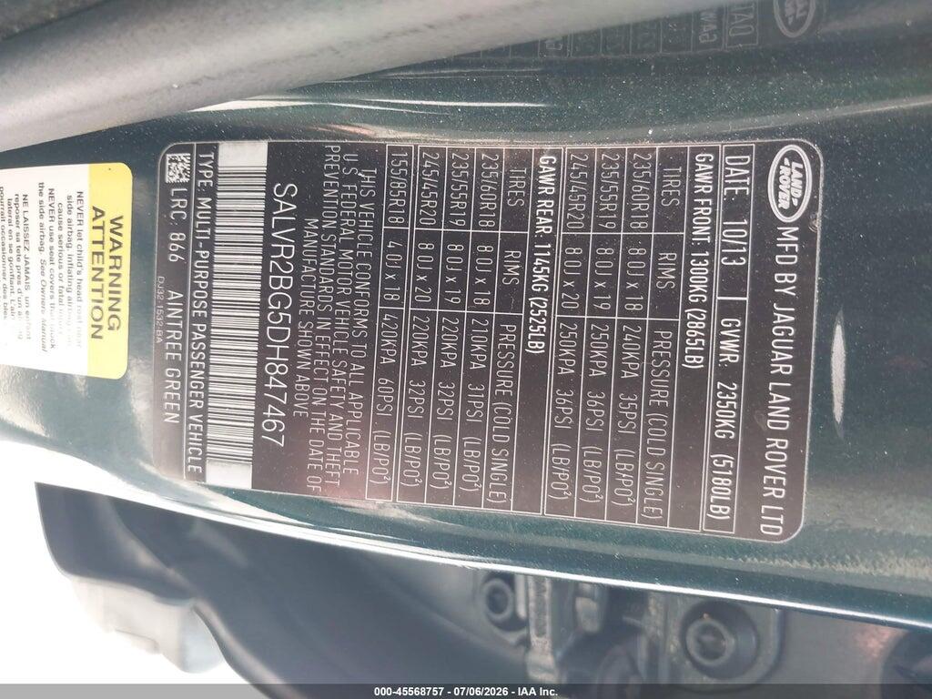 SALVR2BG5DH847467 2013 LAND ROVER RANGE ROVER EVOQUE photo no. 9