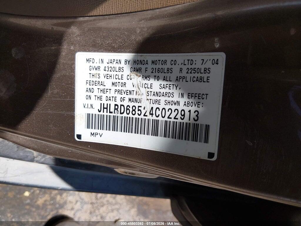JHLRD68524C022913 2004 HONDA CR-V photo no. 9