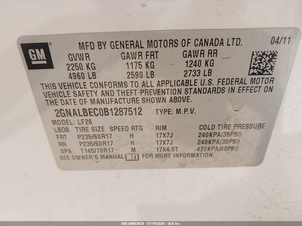 2GNALBEC0B1287512 2011 CHEVROLET EQUINOX photo no. 9