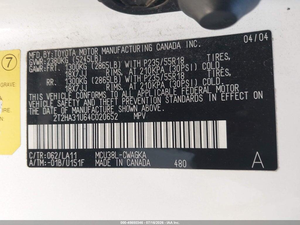 2T2HA31U64C020652 2004 LEXUS RX 330 photo no. 9
