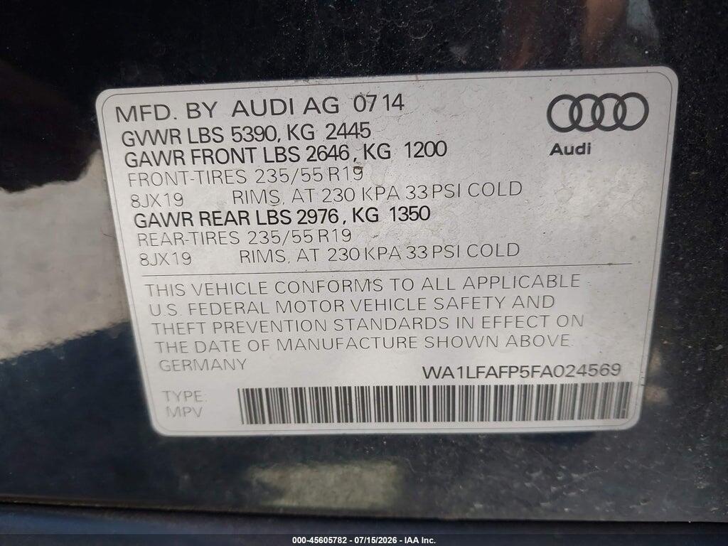 WA1LFAFP5FA024569 2015 AUDI Q5 photo no. 9