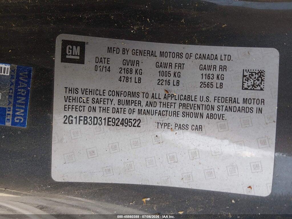2G1FB3D31E9249522 2014 CHEVROLET CAMARO photo no. 9