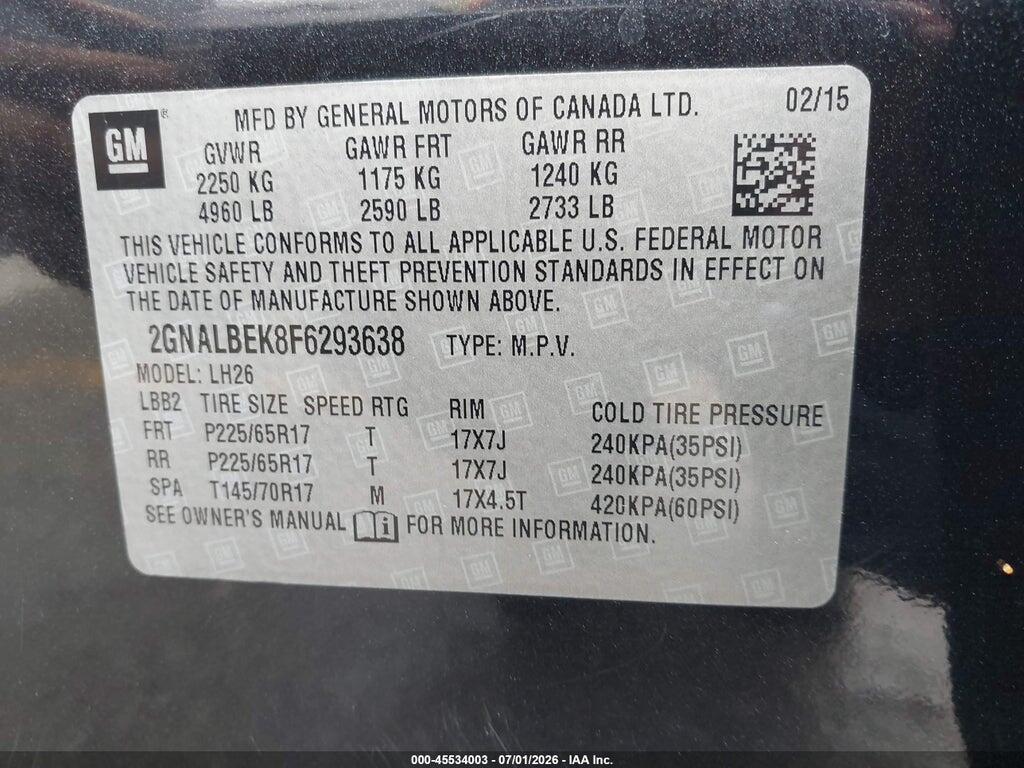 2GNALBEK8F6293638 2015 CHEVROLET EQUINOX photo no. 9