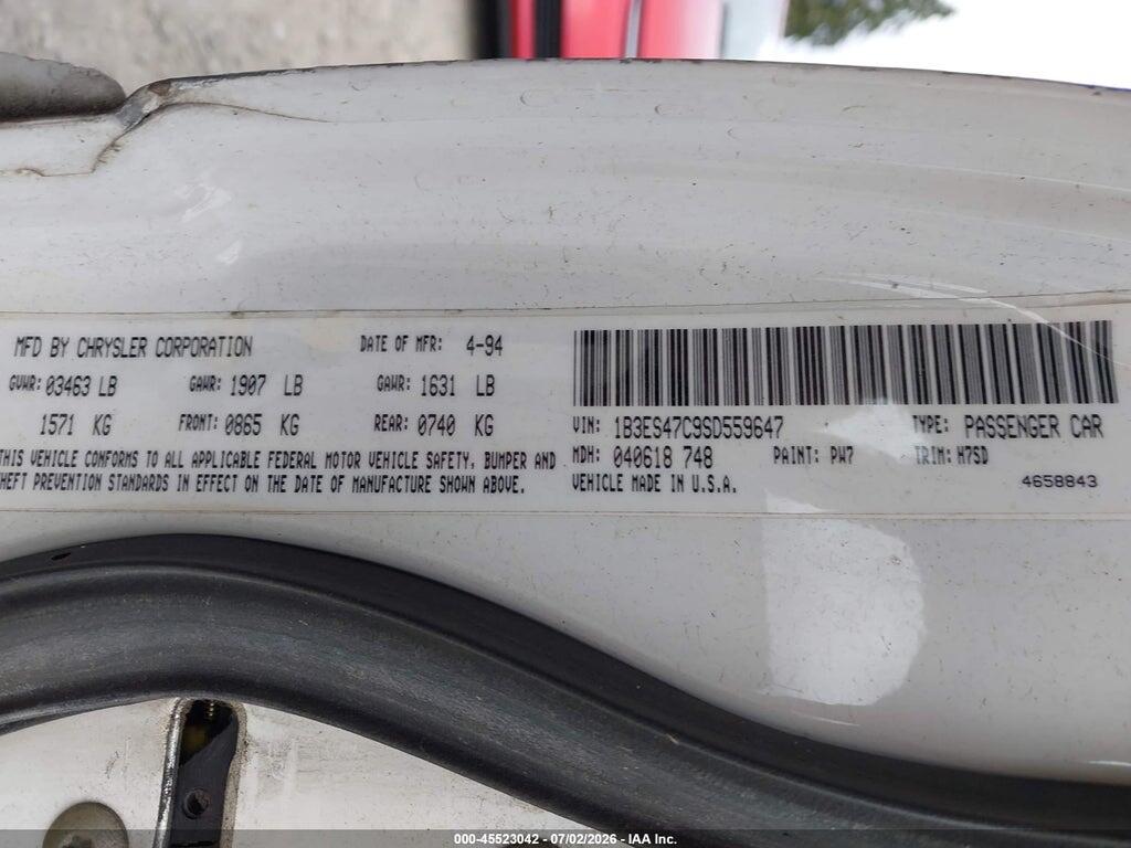 1B3ES47C9SD559647 1995 DODGE NEON photo no. 9