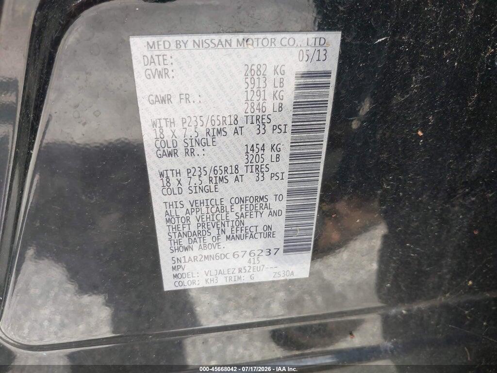 5N1AR2MN6DC676237 2013 NISSAN PATHFINDER photo no. 9