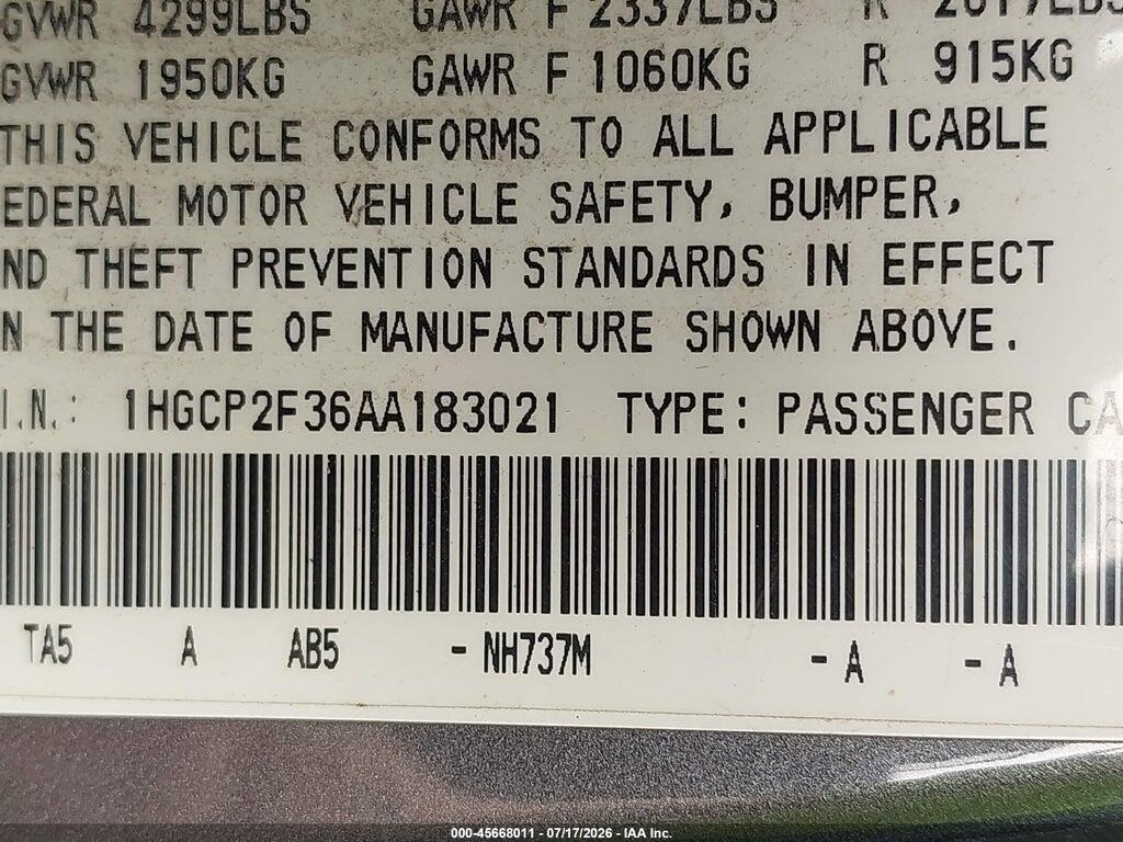 1HGCP2F36AA183021 2010 HONDA ACCORD photo no. 9