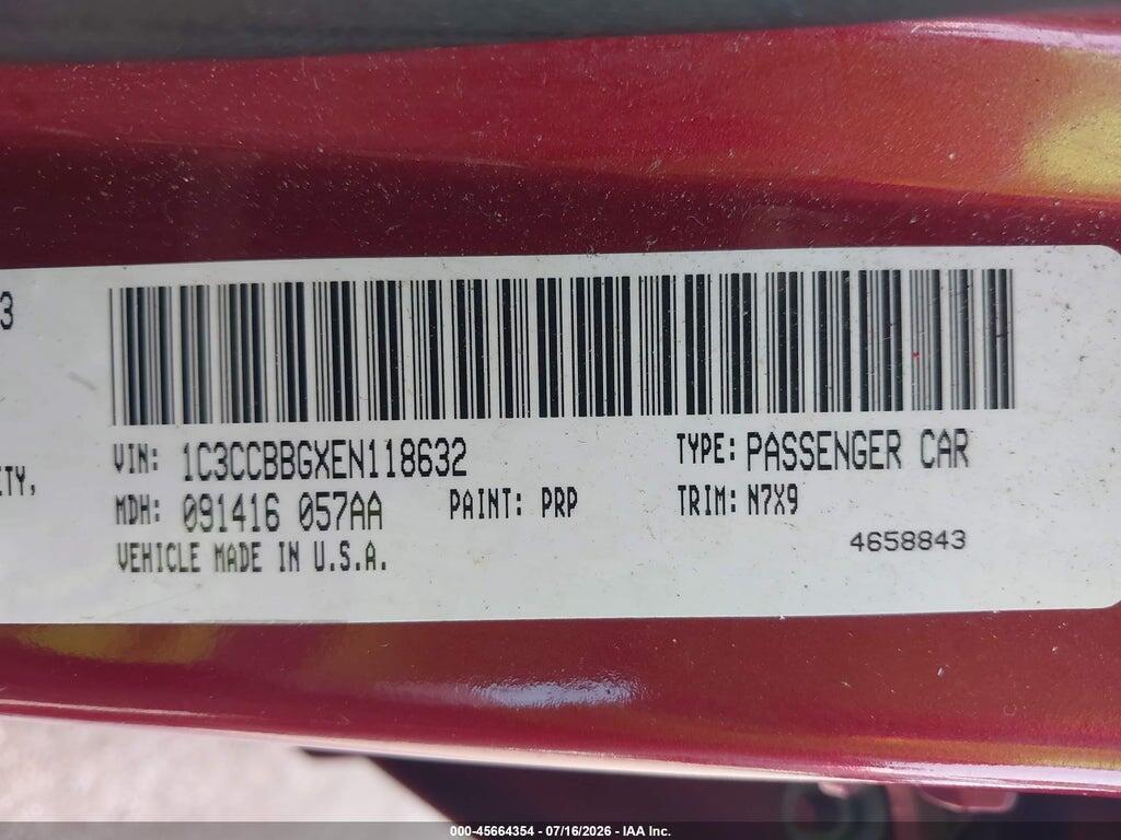1C3CCBBGXEN118632 2014 CHRYSLER 200 photo no. 9