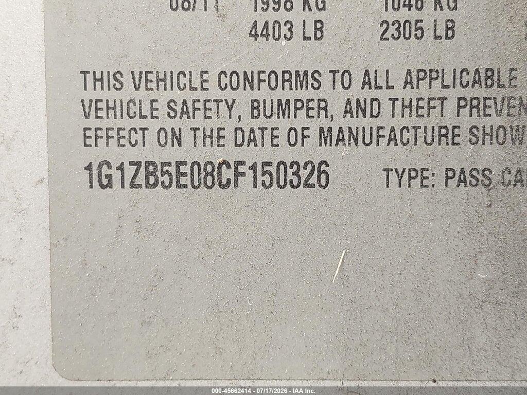 1G1ZB5E08CF150326 2012 CHEVROLET MALIBU photo no. 9