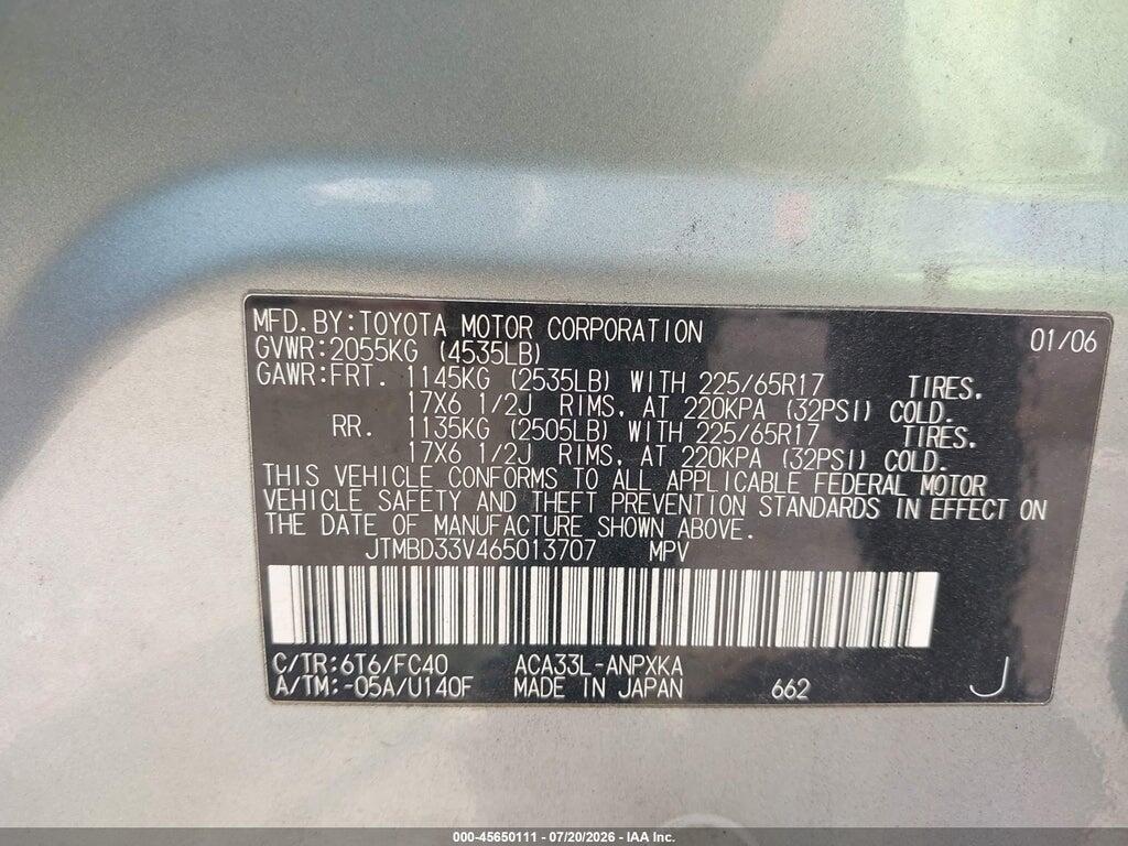 JTMBD33V465013707 2006 TOYOTA RAV4 photo no. 9