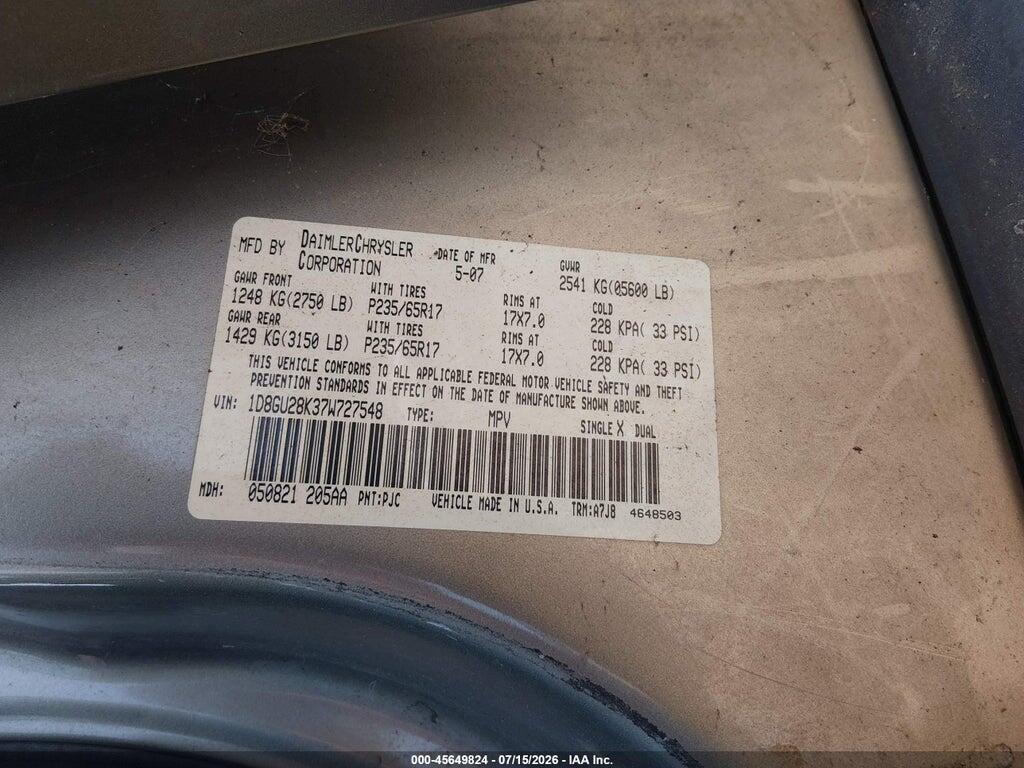 1D8GU28K37W727548 2007 DODGE NITRO photo no. 9
