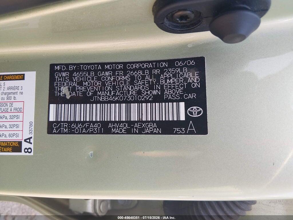 JTNBB46K073010292 2007 TOYOTA CAMRY HYBRID photo no. 9