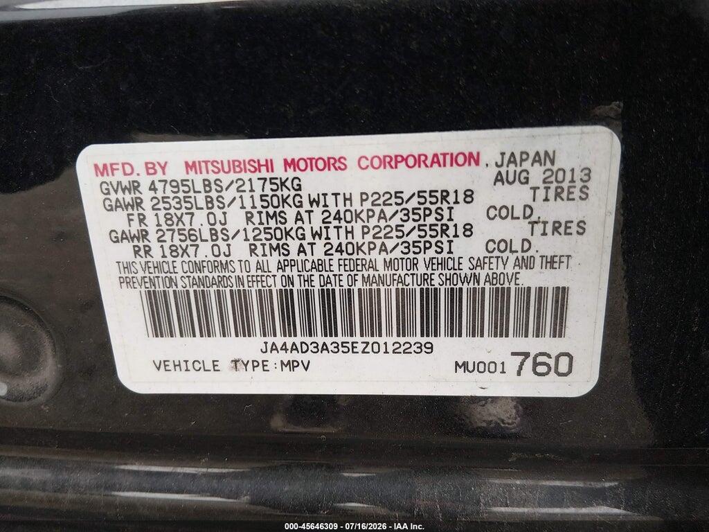 JA4AD3A35EZ012239 2014 MITSUBISHI OUTLANDER photo no. 9