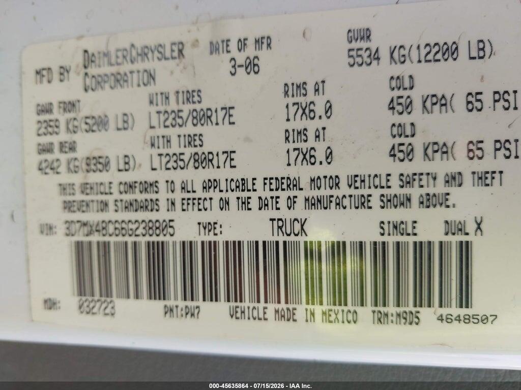 3D7MX48C66G238805 2006 DODGE RAM 3500 photo no. 8