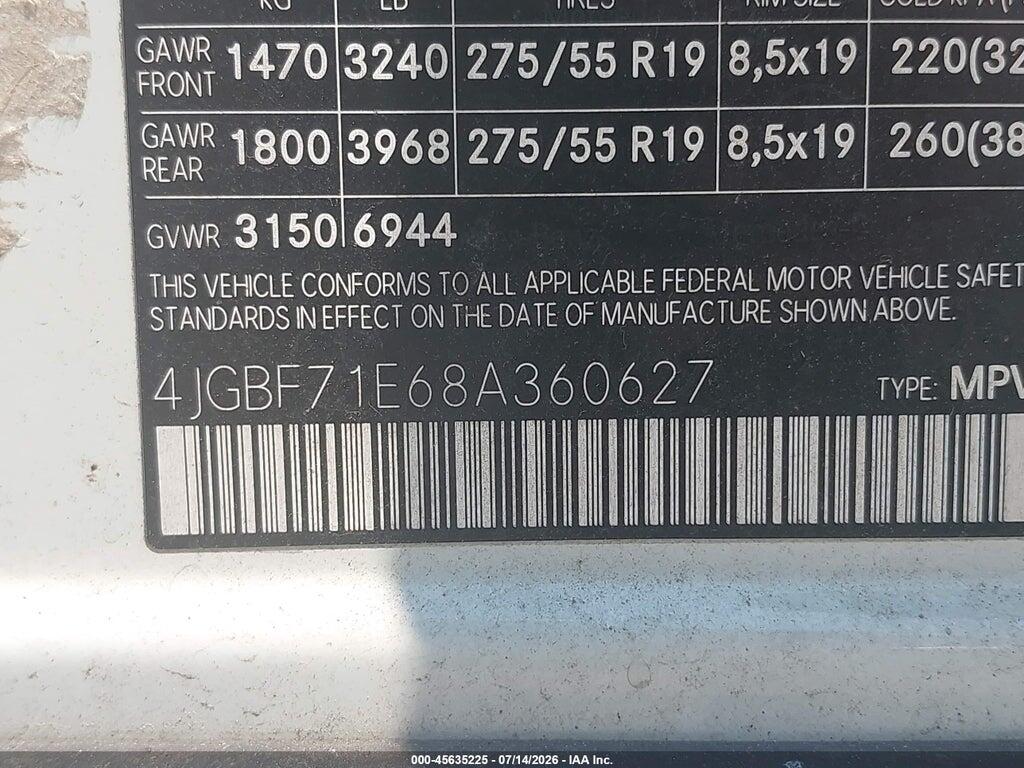 4JGBF71E68A360627 2008 MERCEDES-BENZ GL-CLASS photo no. 9