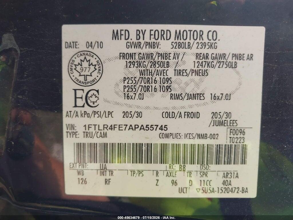 1FTLR4FE7APA55745 2010 FORD RANGER photo no. 9