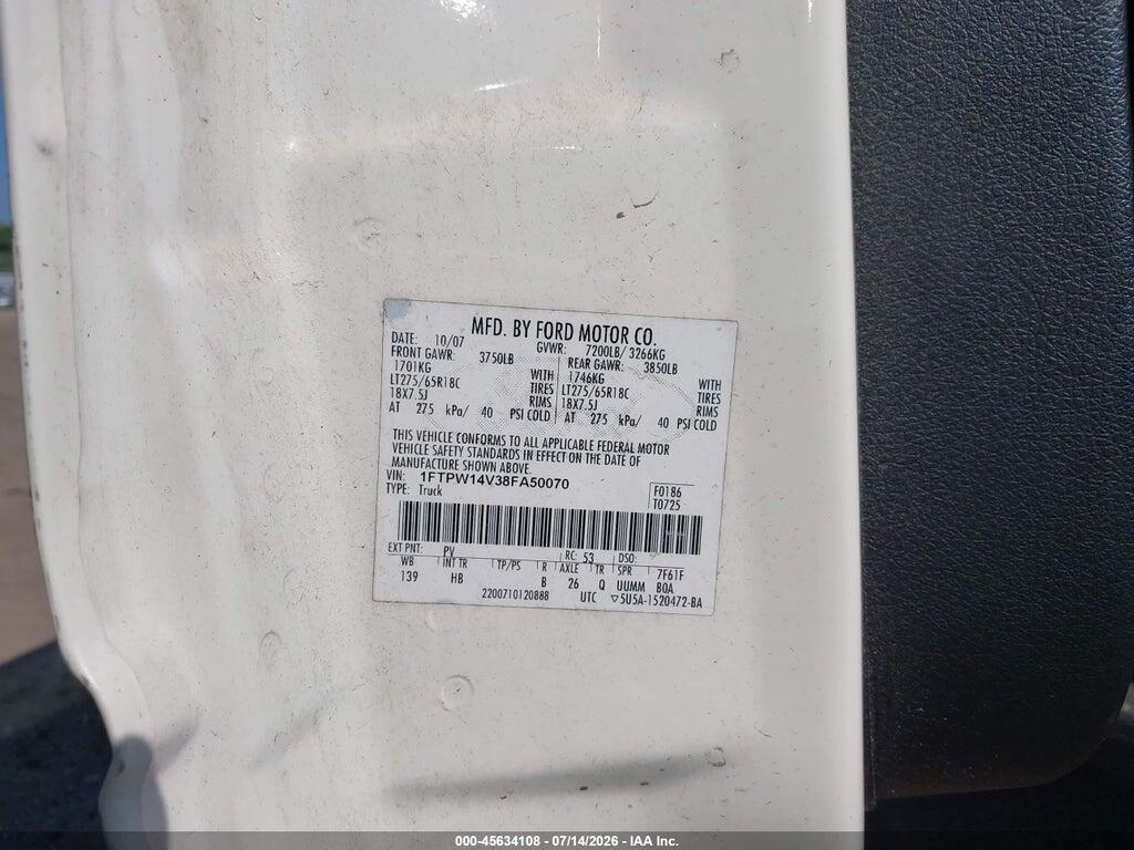 1FTPW14V38FA50070 2008 FORD F-150 photo no. 9