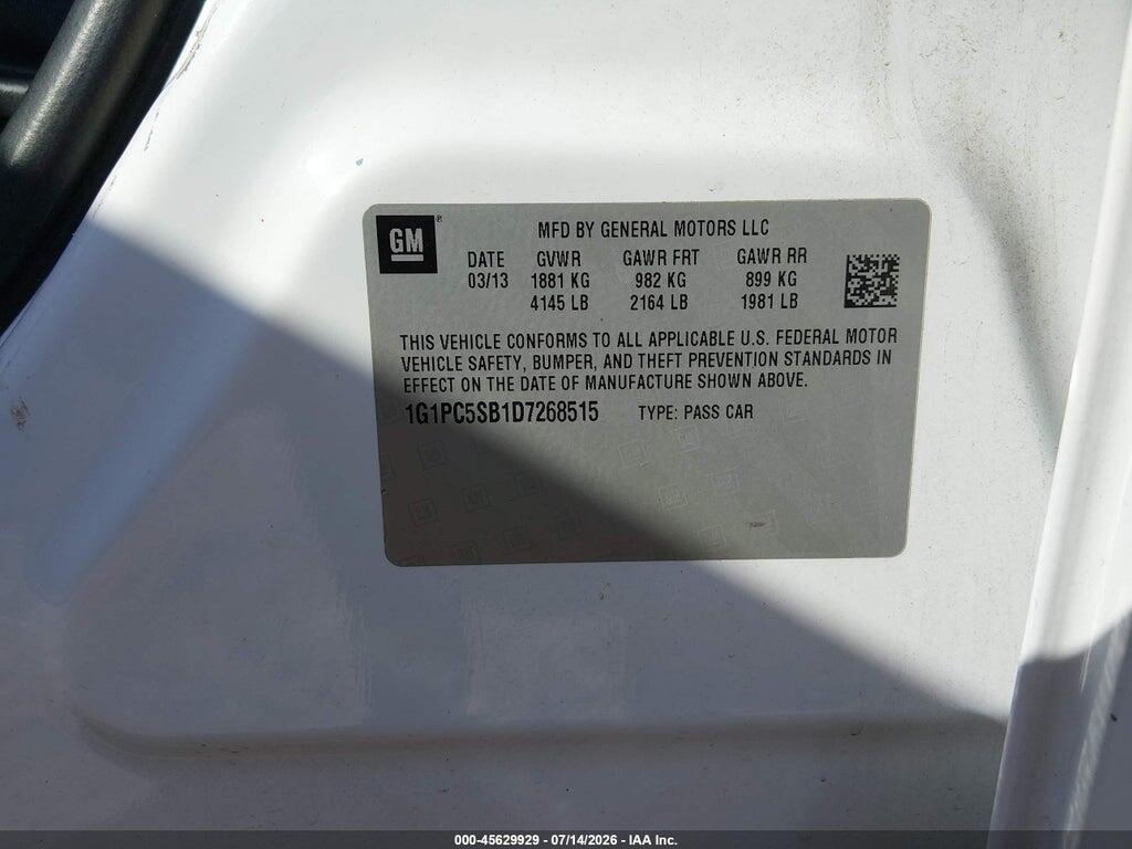 1G1PC5SB1D7268515 2013 CHEVROLET CRUZE photo no. 9