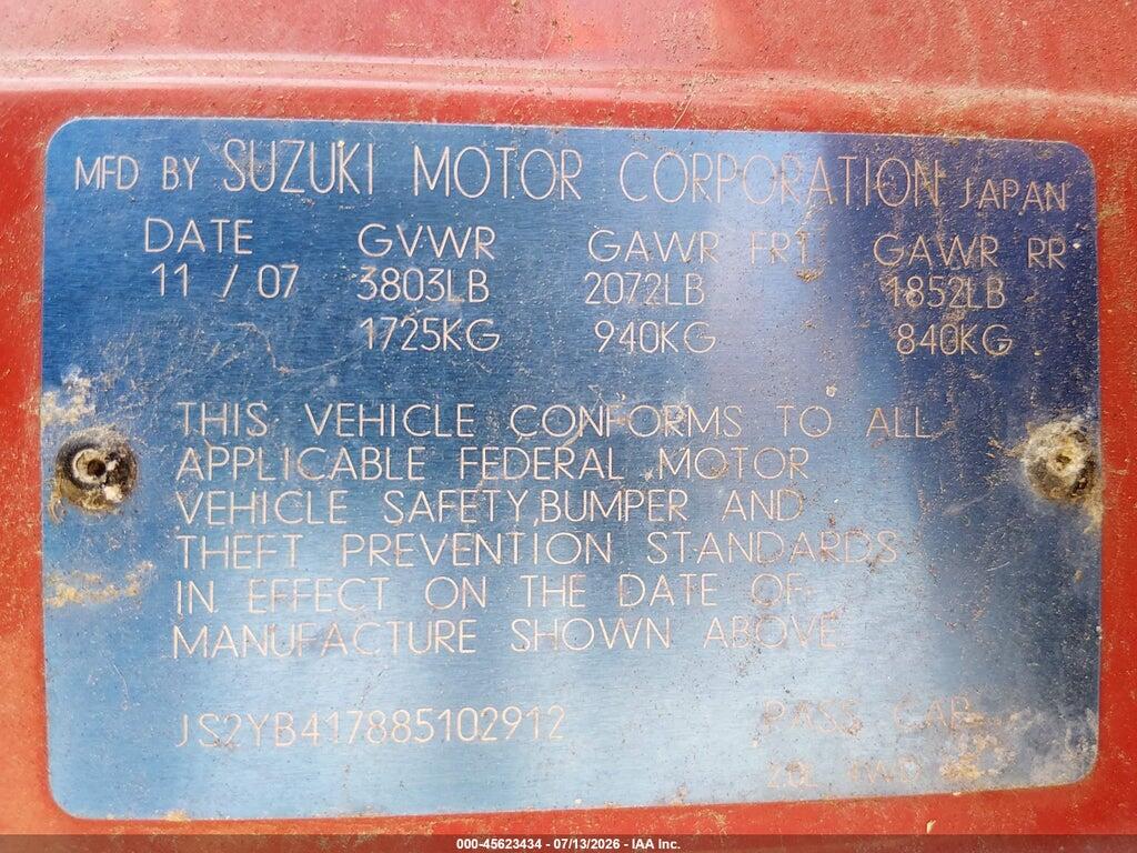 JS2YB417885102912 2008 SUZUKI SX4 photo no. 9