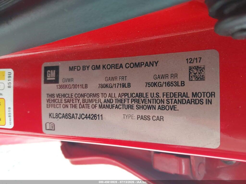 KL8CA6SA7JC442611 2018 CHEVROLET SPARK photo no. 9