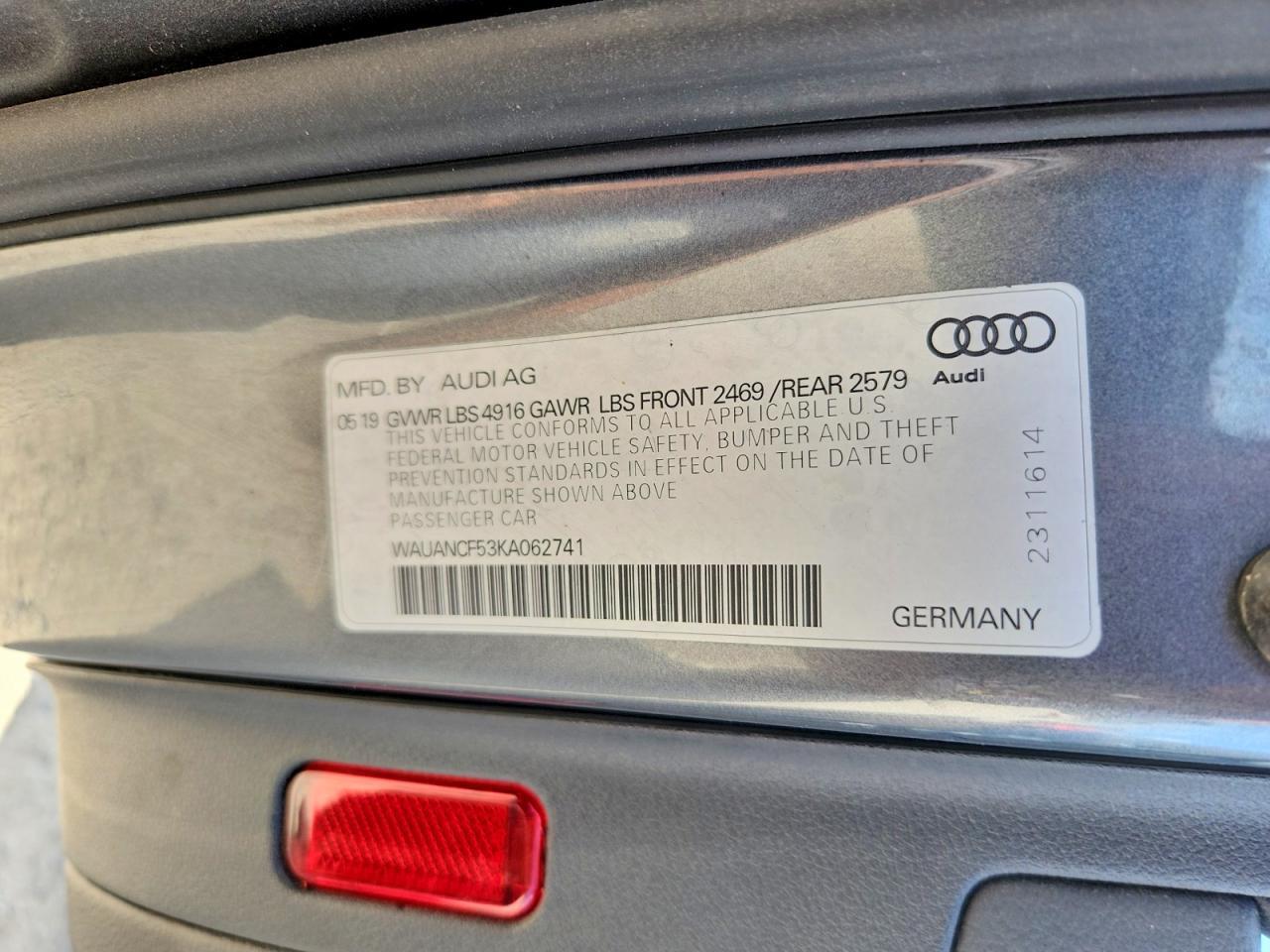 WAUANCF53KA062741 2019 AUDI A5 photo no. 12