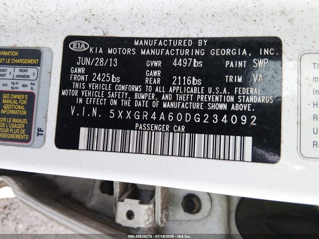 5XXGR4A60DG234092 2013 KIA OPTIMA photo no. 9
