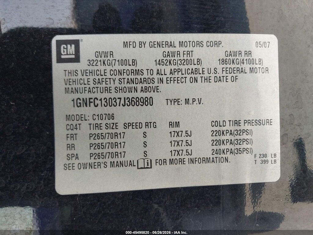 1GNFC13037J368980 2007 CHEVROLET TAHOE photo no. 9