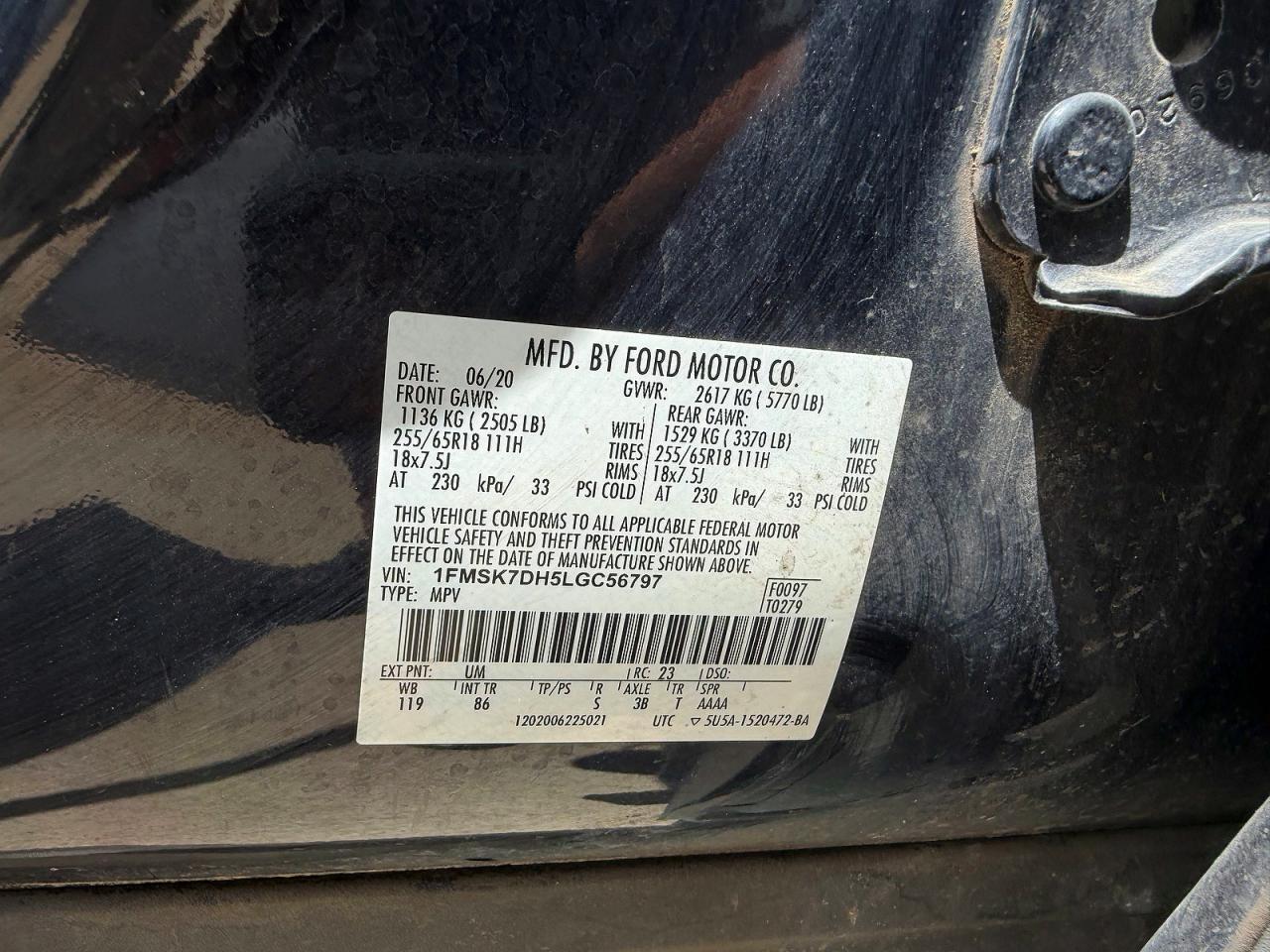 1FMSK7DH5LGC56797 2020 FORD EXPLORER photo no. 10