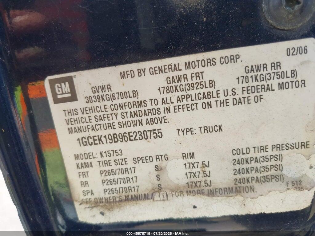 1GCEK19B96E230755 2006 CHEVROLET SILVERADO 1500 photo no. 9