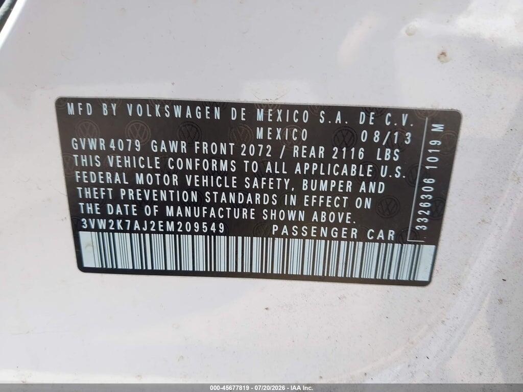 3VW2K7AJ2EM209549 2014 VOLKSWAGEN JETTA photo no. 9