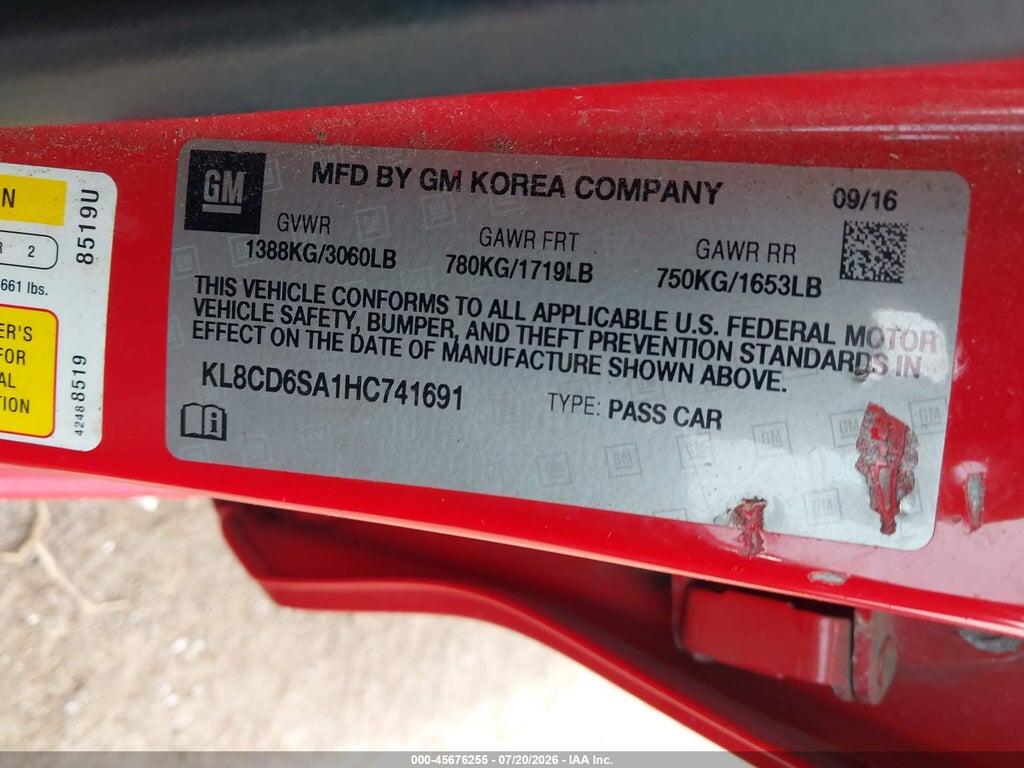KL8CD6SA1HC741691 2017 CHEVROLET SPARK photo no. 9