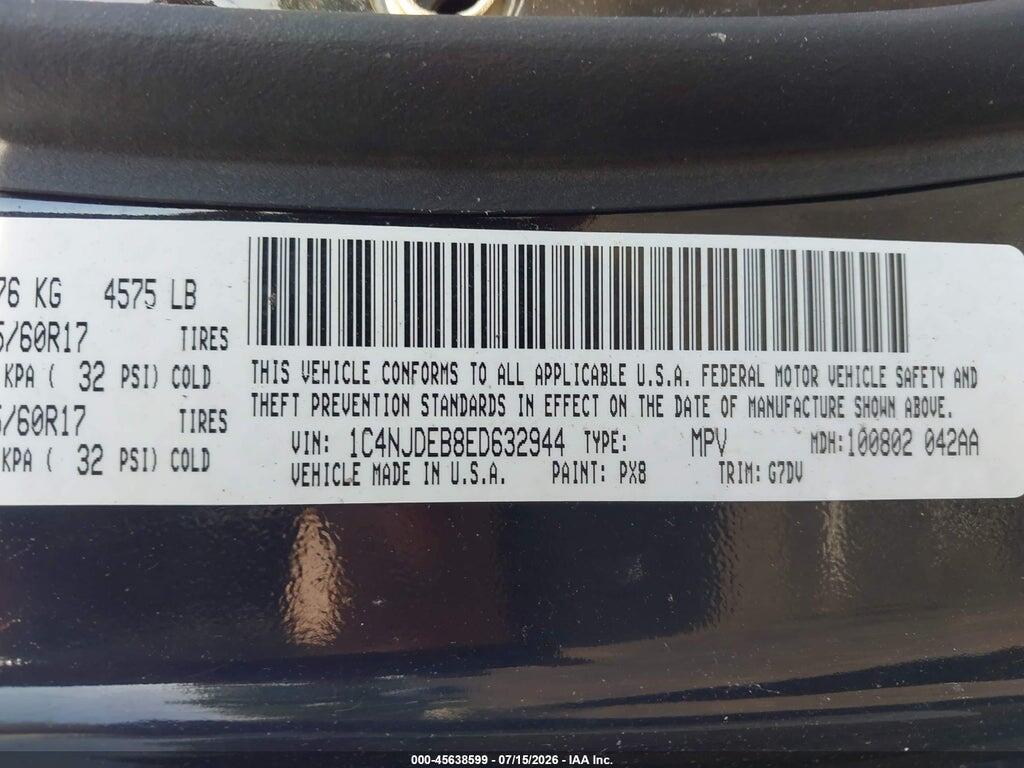 1C4NJDEB8ED632944 2014 JEEP COMPASS photo no. 9
