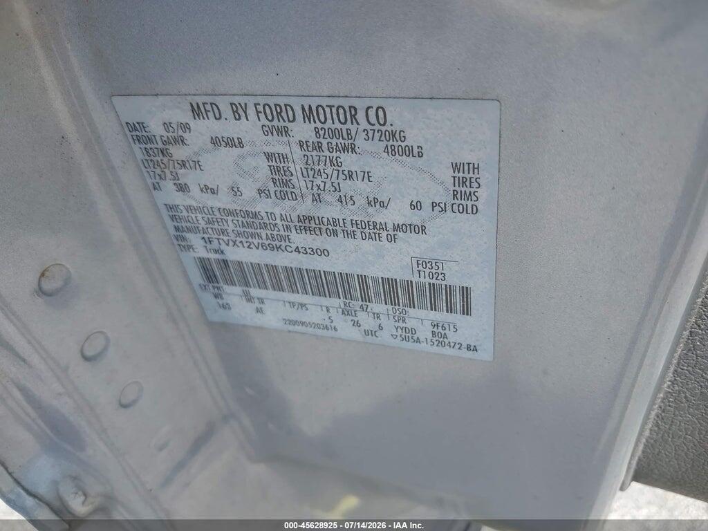 1FTVX12V69KC43300 2009 FORD F-150 photo no. 9