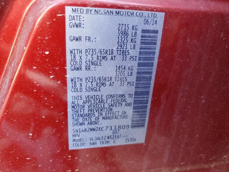 2014 NISSAN PATHFINDER SV — Фото 13 из 13