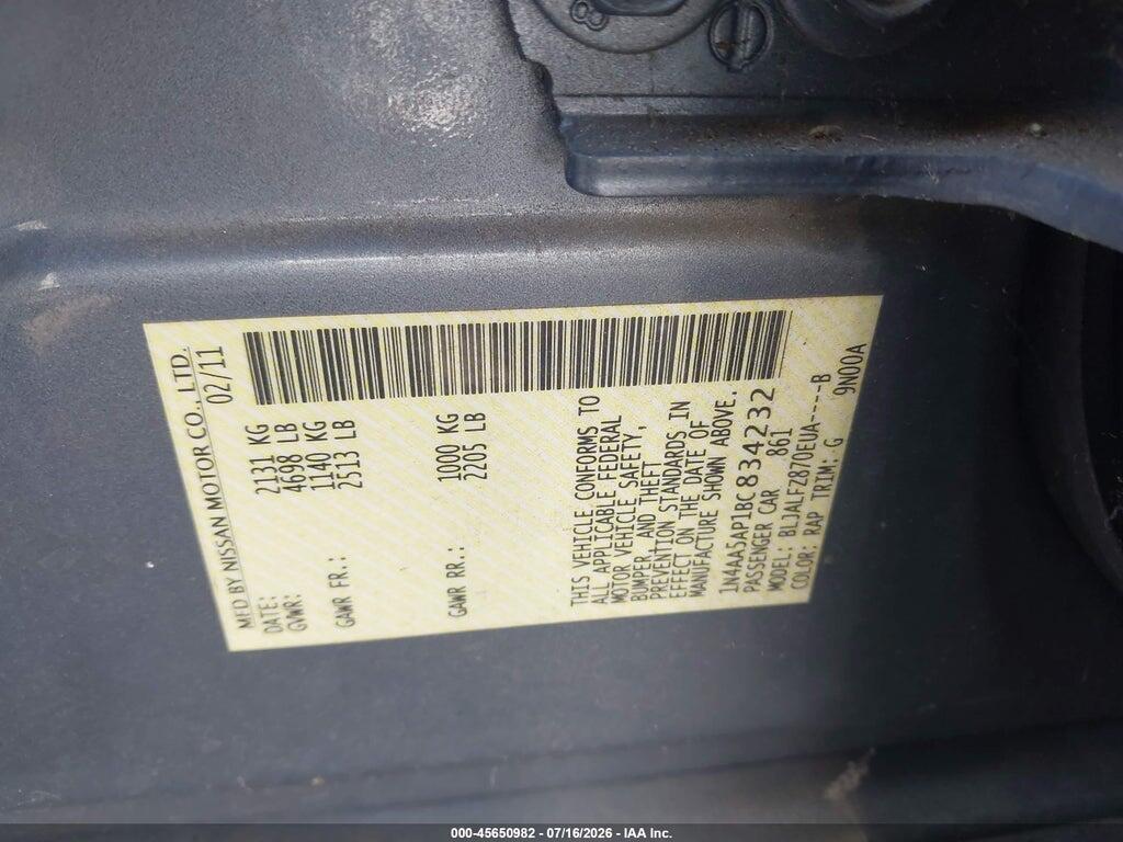 1N4AA5AP1BC834232 2011 NISSAN MAXIMA photo no. 9
