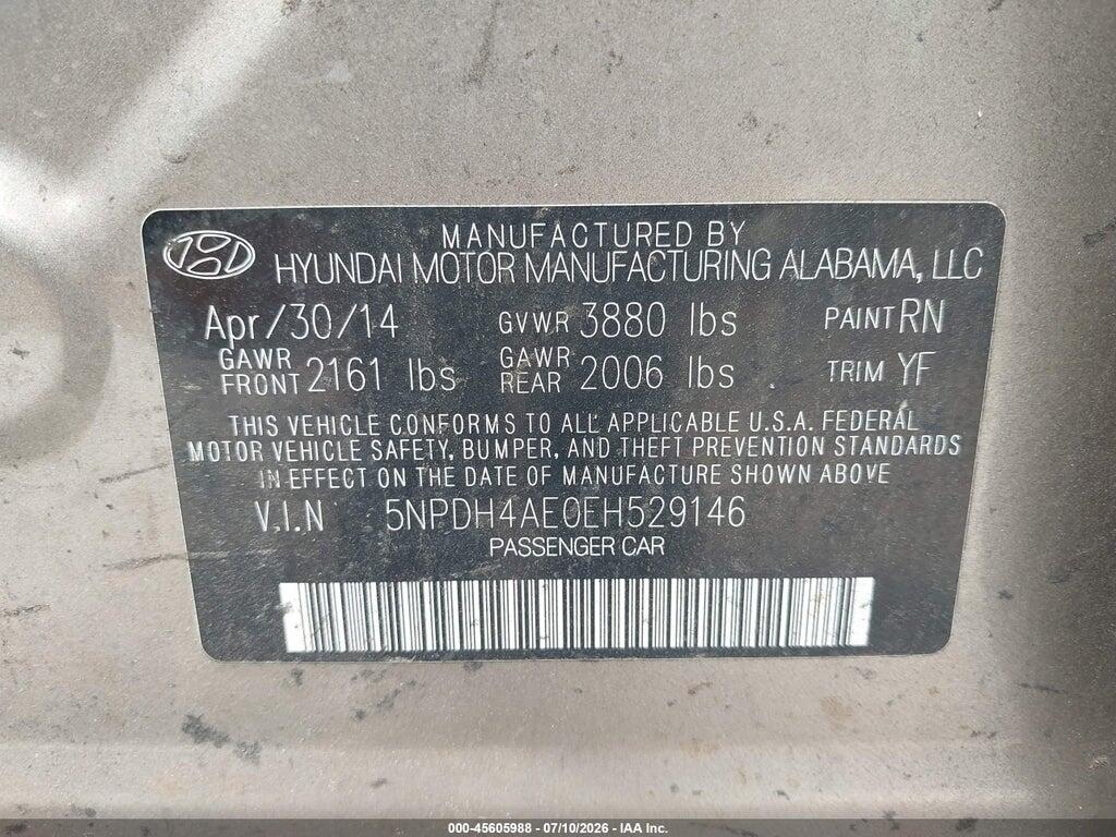 5NPDH4AE0EH529146 2014 HYUNDAI ELANTRA photo no. 9