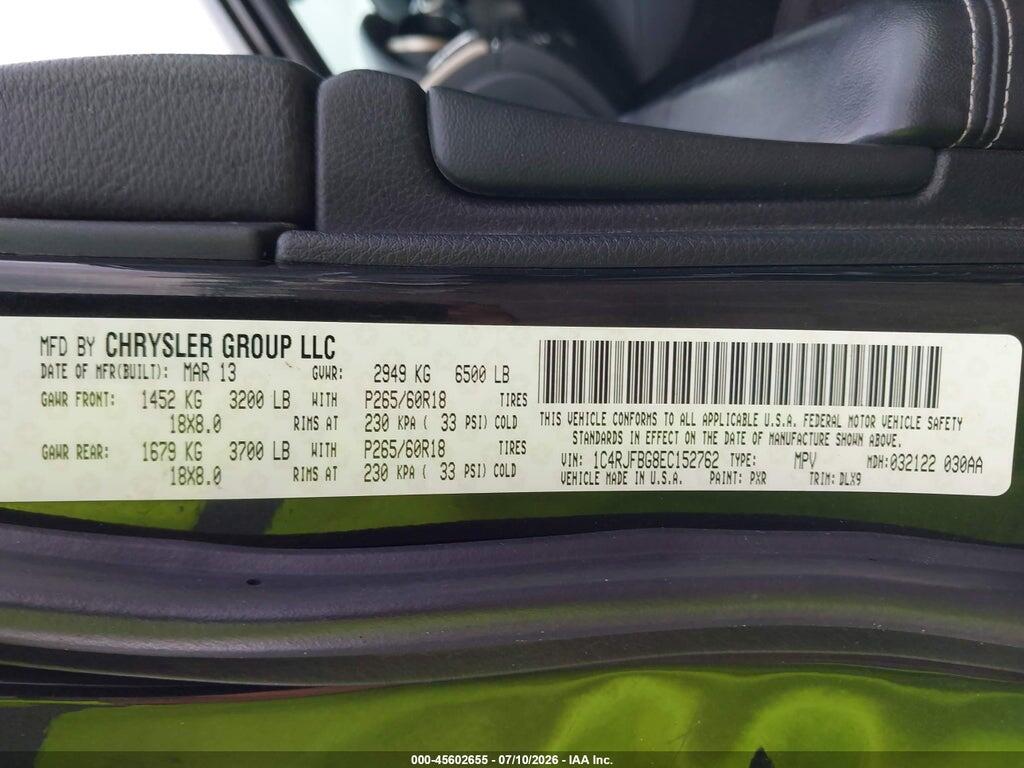 1C4RJFBG8EC152762 2014 JEEP GRAND CHEROKEE photo no. 9
